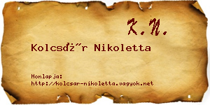 Kolcsár Nikoletta névjegykártya
