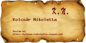 Kolcsár Nikoletta névjegykártya